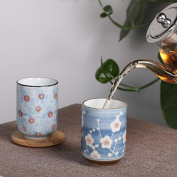 Keramiske Tekopper 33 cl (ca. 280 ml) Blomster Tekopper 4 stk.