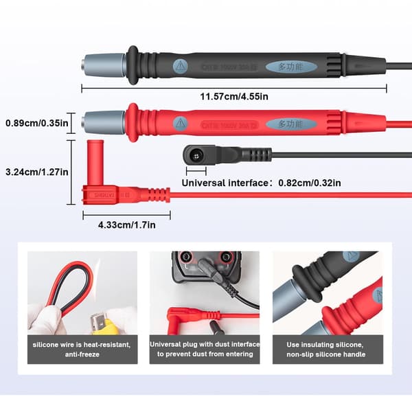 Fluke 22-i-1 Multimeter Testkabelkit med Elektrisk Krokodilklämma Prob