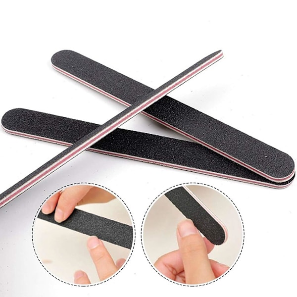 Neglefil 10 STK Professionel Dobbeltsidet Neglefile Smergellærred Sort Manicure