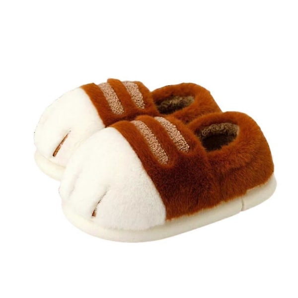 Kattpotttofflor, 3D Kattpott-Cartoontofflor för Kvinnor 35 to 36 coffee