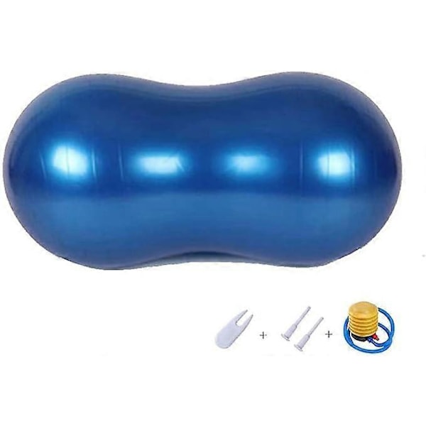 Yogaball peanøtt balanse fitnessball oppblåsbar fortykket eksplosjonssikker yogaball fitness balansetrening fysioterapi for å forbedre balanse kjernestyrke Blue