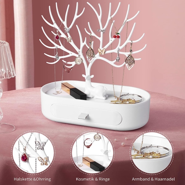 Smycken Rack Deer Horn Tree - White Solid Set