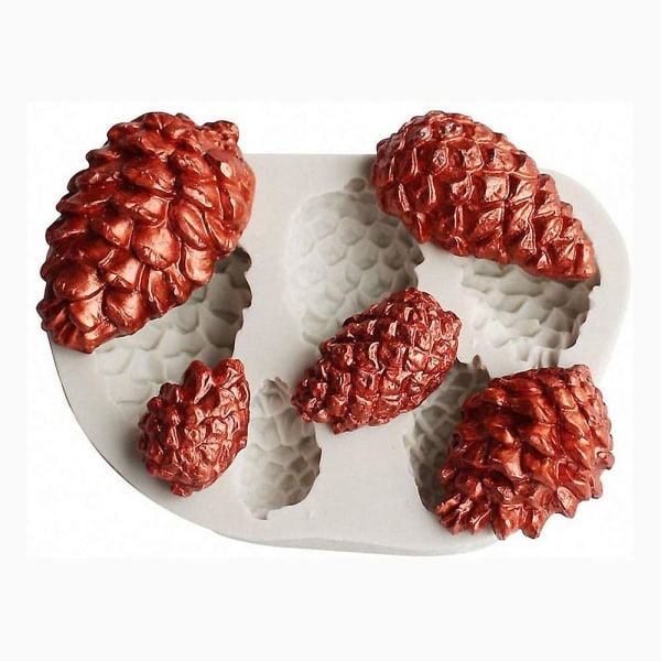 5-hulrum Pinecone Kage Fondant Form, Pine Cone Silikone Chokolade Candy Form