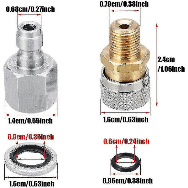 1/8 BSP Hurtigkobling Tilkoblinger Ladeadaptersett, Rustfritt Stål PCP Luftlading Hurtigkobling Adapter