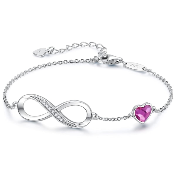Hjertesymbol sjarmarmbånd for kvinner Silver Bracelet - Purple