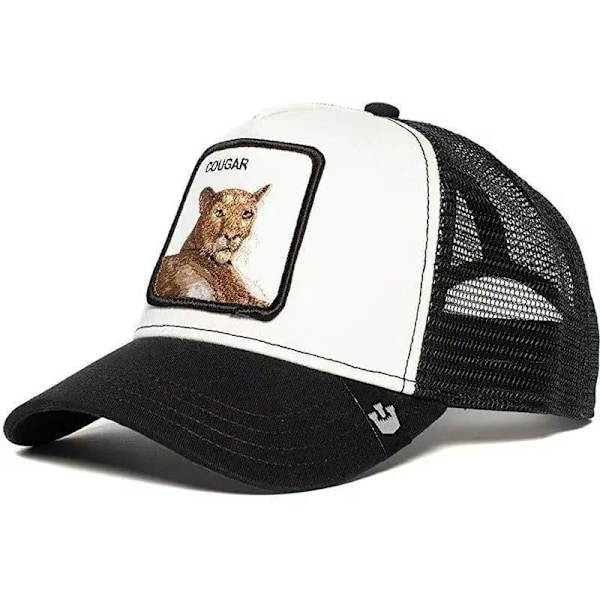 Brodert Mesh-caps med dyreprint - Snapback - Svart og hvit puma