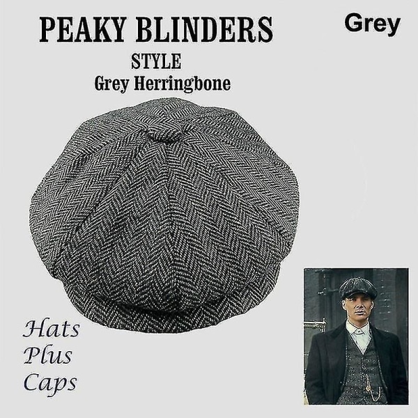Uusi miesten muoti Peaky Blinders Hattu Miesten Newsboy- cap Villasekoite kalanruoto Tweed Talvihattu lämmin Grey