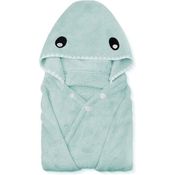 Kids Bath Towels, Premium Hooded Towel for Toddlers Highly Absorbent Coral Fleece Bathrobe for Boys Girls-27.5" x 55" (Green) Green Shark-shape