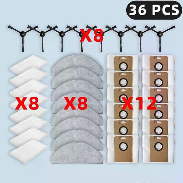 Gælder for (TP-Link Tapo RV30 Max Plus / RV20 Max Plus) Reservedele Filter Sidebørste Moppeklud Støvpose Tilbehør Set U