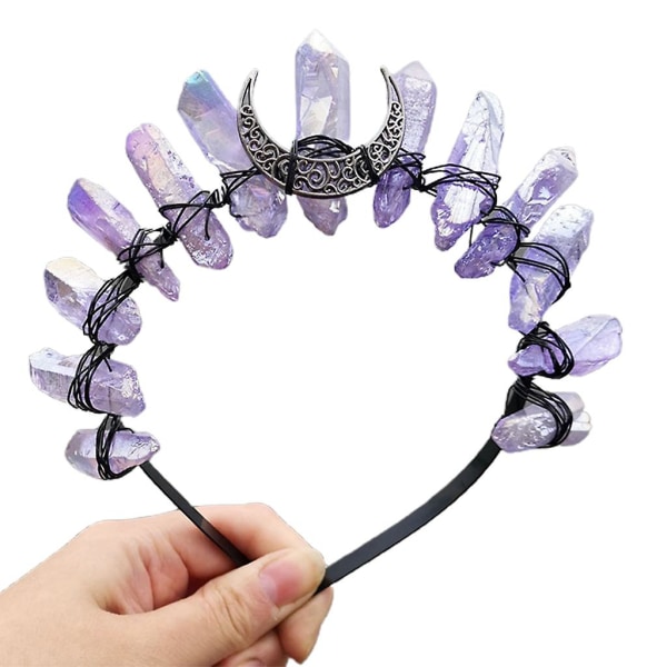 For råkrystall pannebånd Boho-stil råstein tiara krone for bryllupsfester