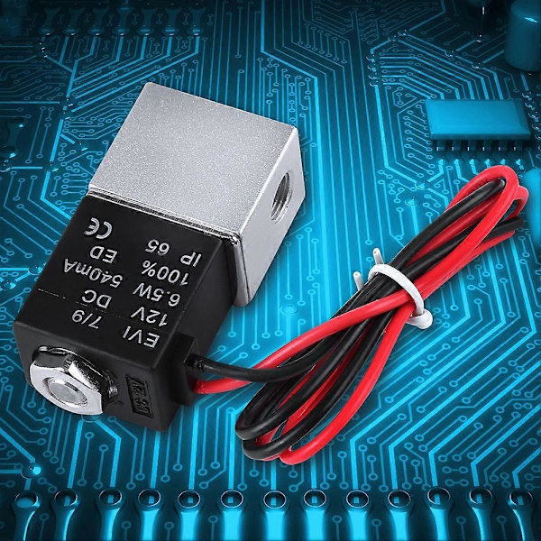 12V DC 1/8\" 2-vejs normalt lukket pneumatisk elektrisk magnetventil i aluminium til luft