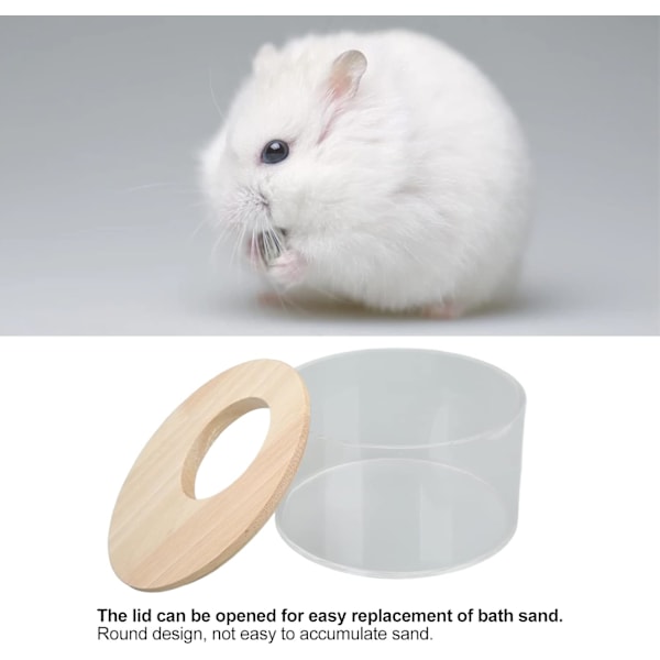 Liten Sandbadslåda för Smådjur, Rund Sandlåda för Husdjur Transparent Akryl Sandbadrum Lämplig för Hamstrar, Råttor, Lemlar, Gerbiler eller Andra Små Husdjur