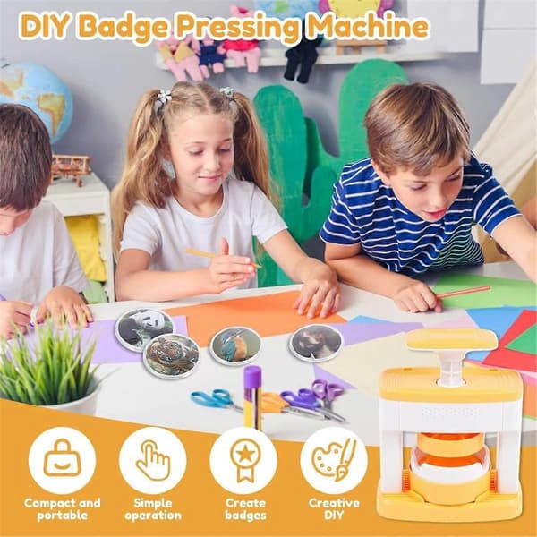 Badge Maker Maskine, Solid Pin Maker, CreativePress Maskine Badge Punch Kit, Let at Bruge Pin Badge Maker til Børn