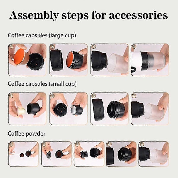 Bærbar Elektrisk Espressomaskine Formalet Kaffe & Kapsel Kaffemaskine, 7500mAh Koldbryg & Selvopvarmende Kaffe