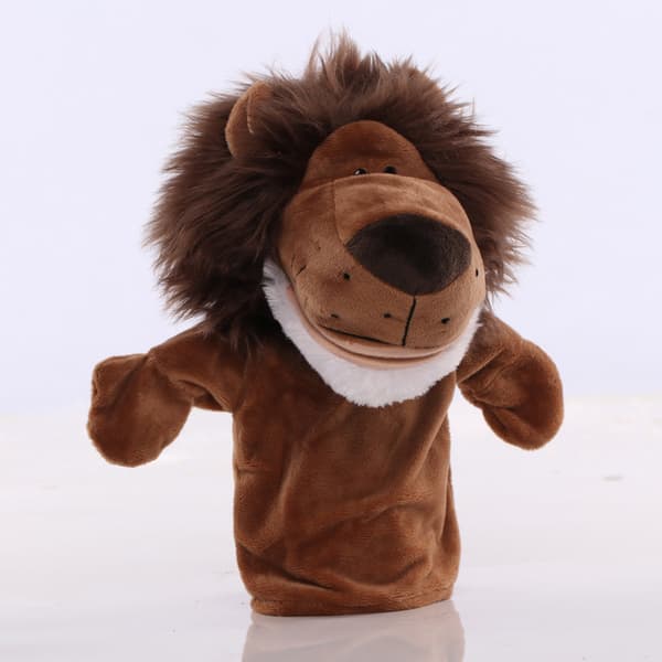 Plush handdocka, tecknad djurhanddocka, docka med rörlig mun, förskoleförälder-barn interaktionsguide