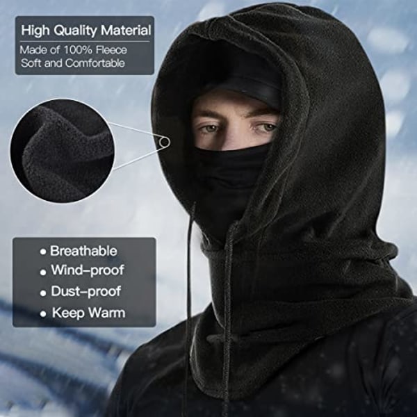 Mask Balaclava För män Kvinnor Thermal Fleece Motorcykel Masker Nackvärmare Mode Cover Hatt För Skidåkning Löpning Cykling Utomhussport Unisex blackone