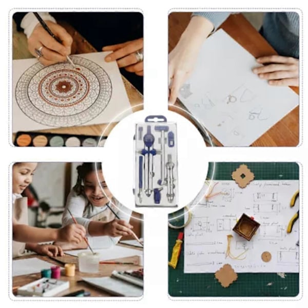 Ritningspassare Set Cirkelritningsverktyg Set med Linjalsats Skolmaterial