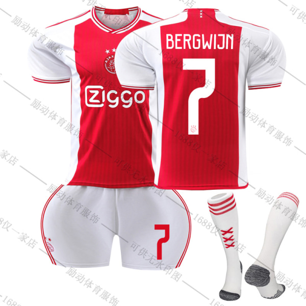 23/24 Uusi kausi Koti Amsterdamsche Football Club Ajax BERGWIJN Nro 7 Lapsen pelipaitapaketti Barn-24