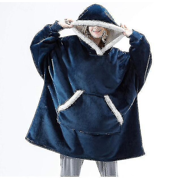 Oversized hættetrøje filt Varmt bærbart lammeskind fløjl