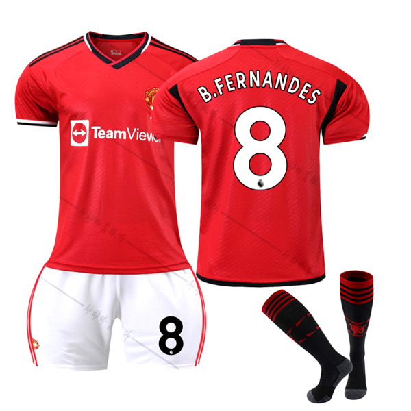 23/24 Ny sesong Hjem Manchester United F.C. B.FERNANDES Nr 8 Barn Jersey-pakke Barn-18