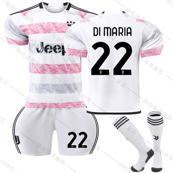 23/24 Ny säsong Borta Juventus F.C. DI MARIA Nr 22 Barn Jersey-paket Barn-22