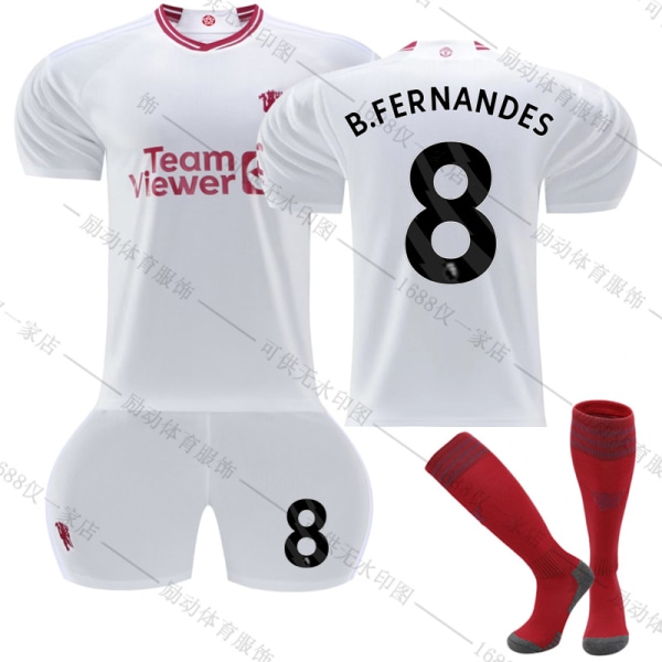23/24 Ny säsong Borta（2）Manchester United  F.C. B.FERNANDES Nr 8 Barn Jersey-paket Barn-18