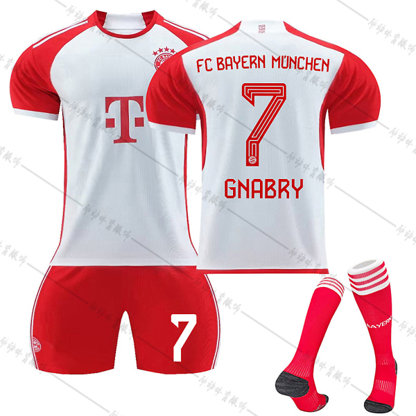 23/24 Ny sesong Hjem FC Bayern München GNABRY Nr 7 Barn Jersey-pakke Barn-24