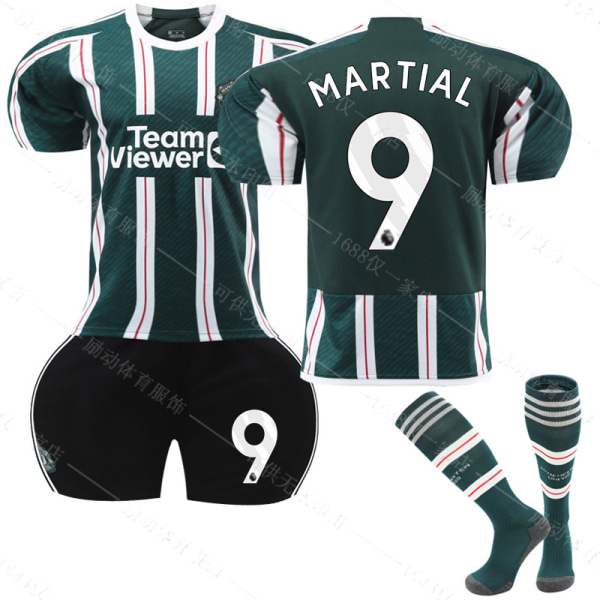 23/24 Ny säsong Borta Manchester United  F.C. MARTIAL Nr 9 Barn Jersey-paket Barn-24