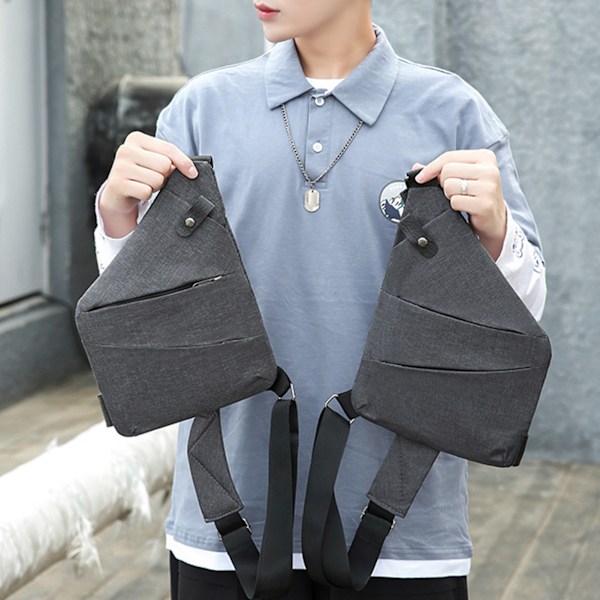 Liten Sling Bag Lommebok Anti-Tyveri Skulderveske Herr Dame Crossbody Bag grå gray Right Side