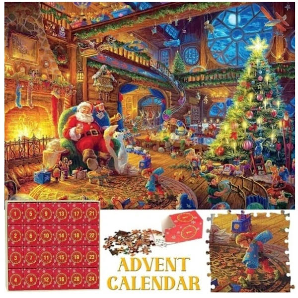 Sendt fra Sverige Puslespill adventskalender 2024, 1008 puslespillbrikker 24 dagers julekalender adventskalendere 250