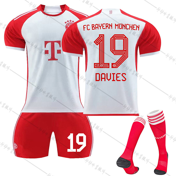 23/24 Ny sesong Hjem FC Bayern München DAVIES Nr 19 Barn Jersey-pakke Barn-24