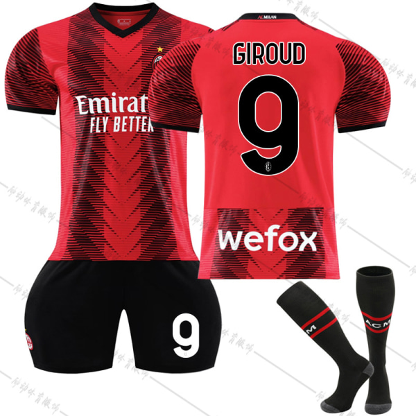 23/24 Ny sæson Hjem A.C. Milan FC GIROUD Nr 9 Børnetrøje-pakke Barn-18