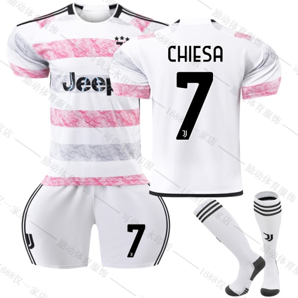 23/24 Ny Sæson Ude Juventus F.C. CHIESA Nr 7 Børnetrøje-pakke Barn-16