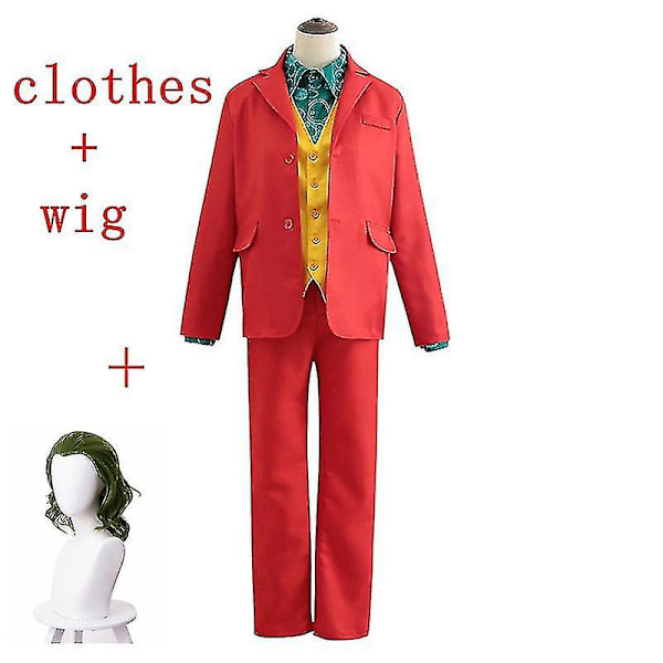 Joker Joaquin Phoenix Arthur Fleck Cosplay Kostume Dragter Halloween Party Uniform Til Voksne Børn Skjorte+frakke++vest+bukser -a tøj og paryk clothes and wig M