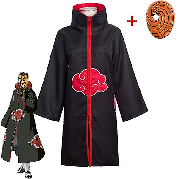 Tobi Obito Cosplay Kostume Akatsuki Langærmet Kappe Halloween Karneval Sjov Voksen Cosplay Kostume costume mask