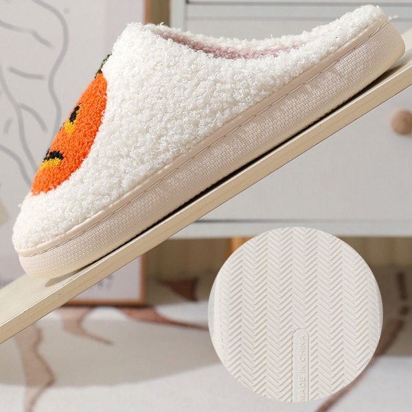 1 par mjuka halloween pumpa tofflor Comfort Closed Toe Flat Tofflor white Z white 35-36