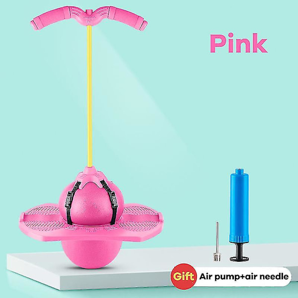 Hyppypallo kahvalla ja pumpulla - Lasten hyppypallolelu, venyvä tai irrotettava tasapainolelu aikuisille ja lapsille [DmS] Pink