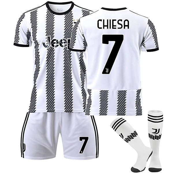 22/23 Ny säsong Hem Juventus F.C. CHIESA Nr 7 Barn Jersey-paket Barn-20