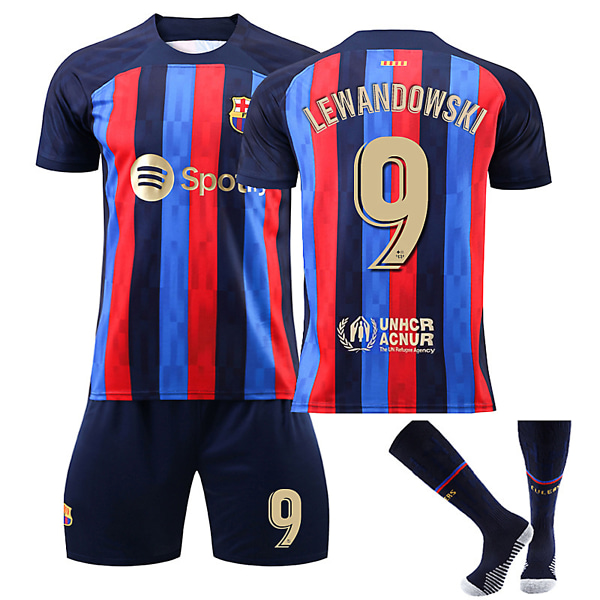 22/23Ny säsong Hem FC Barcelona LEWANDOWSKI Nr 9 Barn Jersey-paket Barn-22