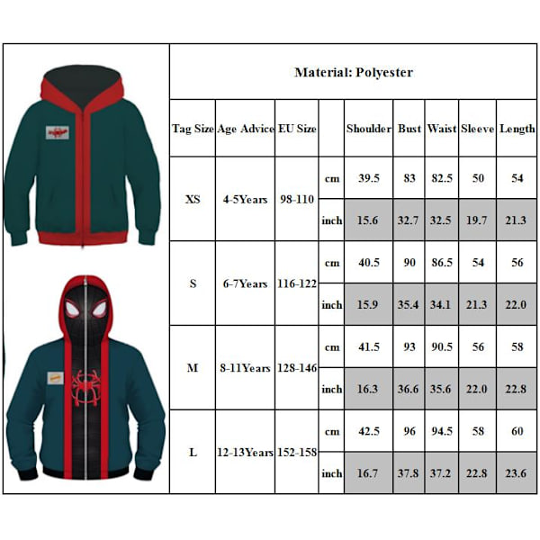 Spiderman Into the Spider Verse Miles Morales Hoodie Barnjacka M