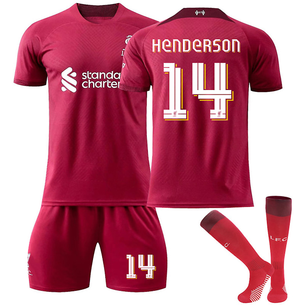 22/23 Europeiska mästerskapen Liverpool F.C. HENOERSON Nr 14 Barn Jersey-paket Barn-18