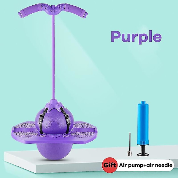 Hyppypallo kahvalla ja pumpulla - Lasten hyppypallolelu, venyvä tai irrotettava tasapainolelu aikuisille ja lapsille [DmS] Purple