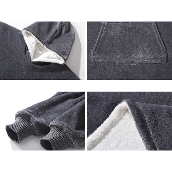 Snuggie Oversized Hoodie Filt Luva Oversize Grå Grey grå