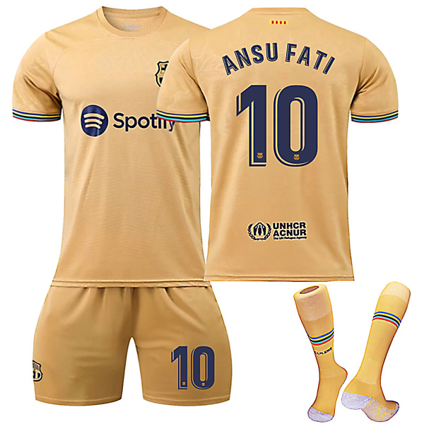 22/23Ny säsong Borta FC Barcelona ANSU FATI Nr 10 Barn Jersey-paket Barn-26
