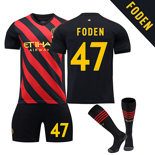 22/23 Ny sesong Borte Manchester City F.C. FODEN Nr 47 Barn Trøyepakke Barn-20