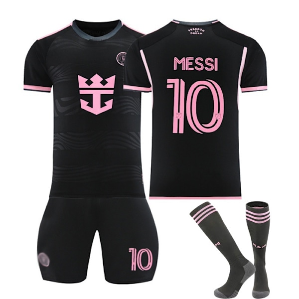 2024-25 Miami Hjemme- og Udebanetrøje nr. 10 Messi 9 Suarez Fodboldtrøje Sportstøj-dragt-nr. 10 + Strømper 20(110-120cm)