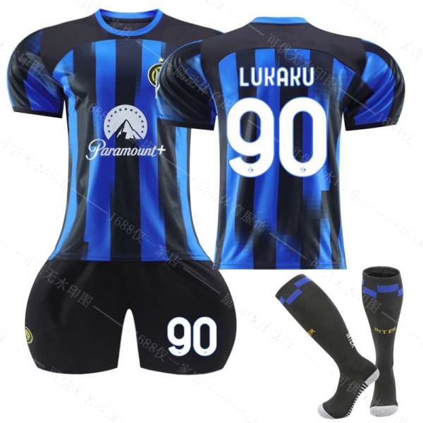 23/24 Uusi kausi Koti Inter Milan F.C. LUKAKU Nro 90 Lapsen pelipaitapaketti Barn-18