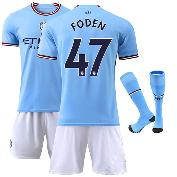 22/23 Ny säsong Hem Manchester City F.C. FODEN Nr 47 Barn Jersey-paket Barn-28