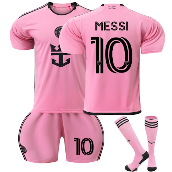 2024-25 Miami Hjemme og Ude Nr 10 Messi 9 Suarez Fodboldtrøje Sportstøj-Kostume-Nr 10 + Strømper XXL(185-190cm)