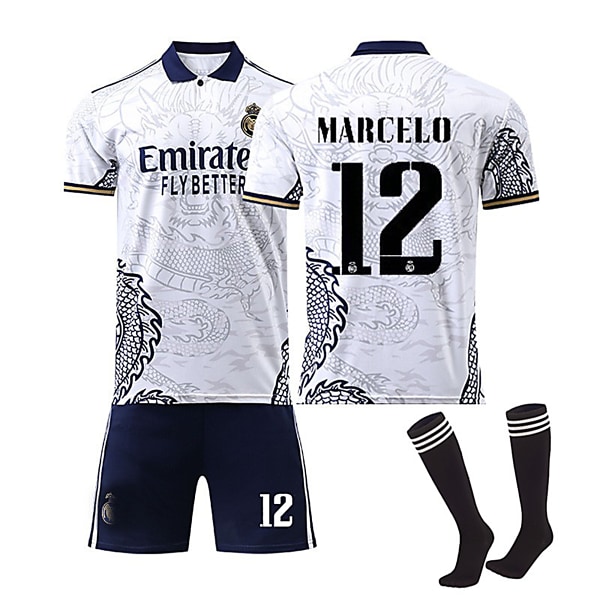 22/23 Ny sæson Dragestil Real Madrid CF MARCELO Nr 12 Børnetrøje-pakke Barn-26